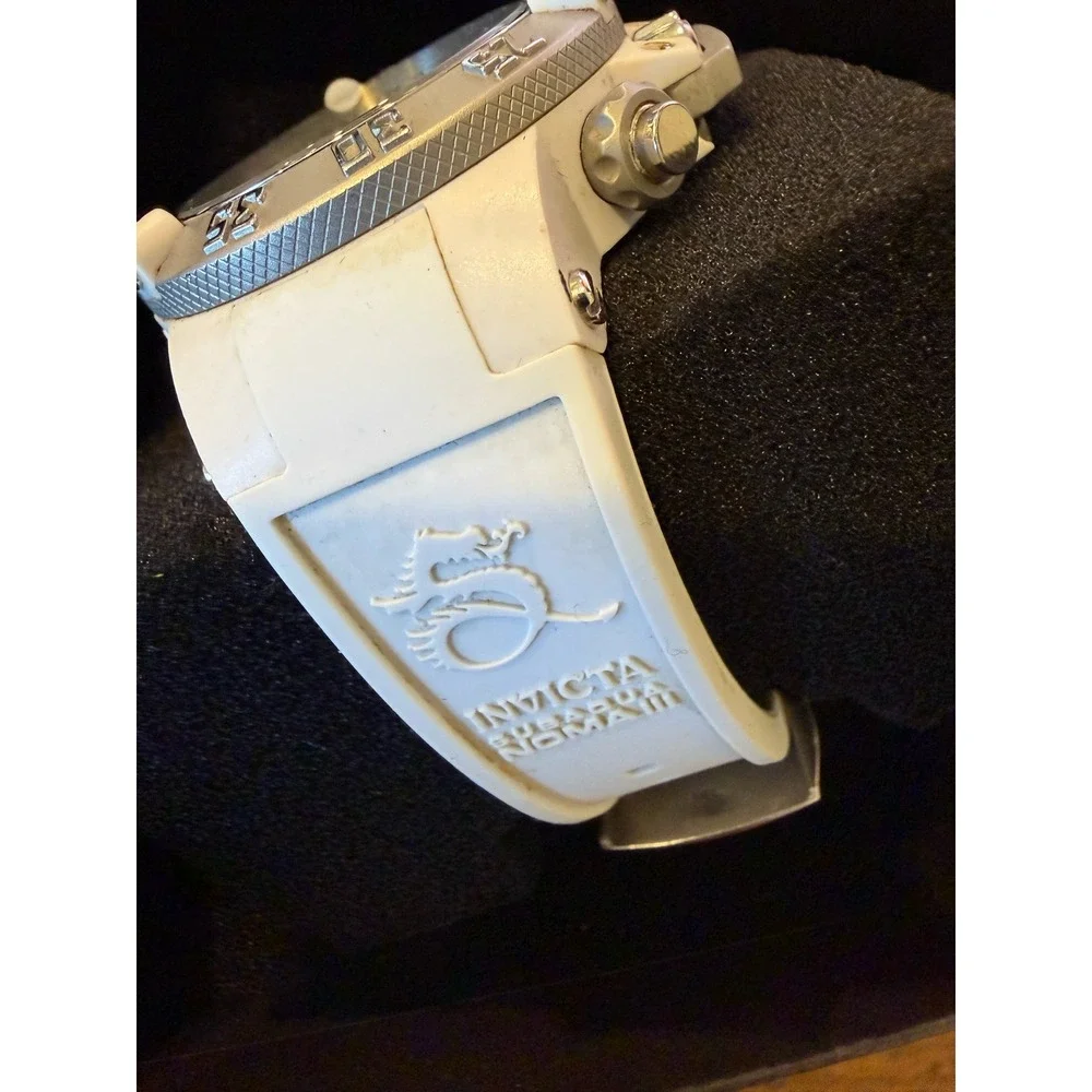 Invicta Subaqua Noma III 0933 Chronograph‎ White Silicone Watch 50mm Silver Dial
